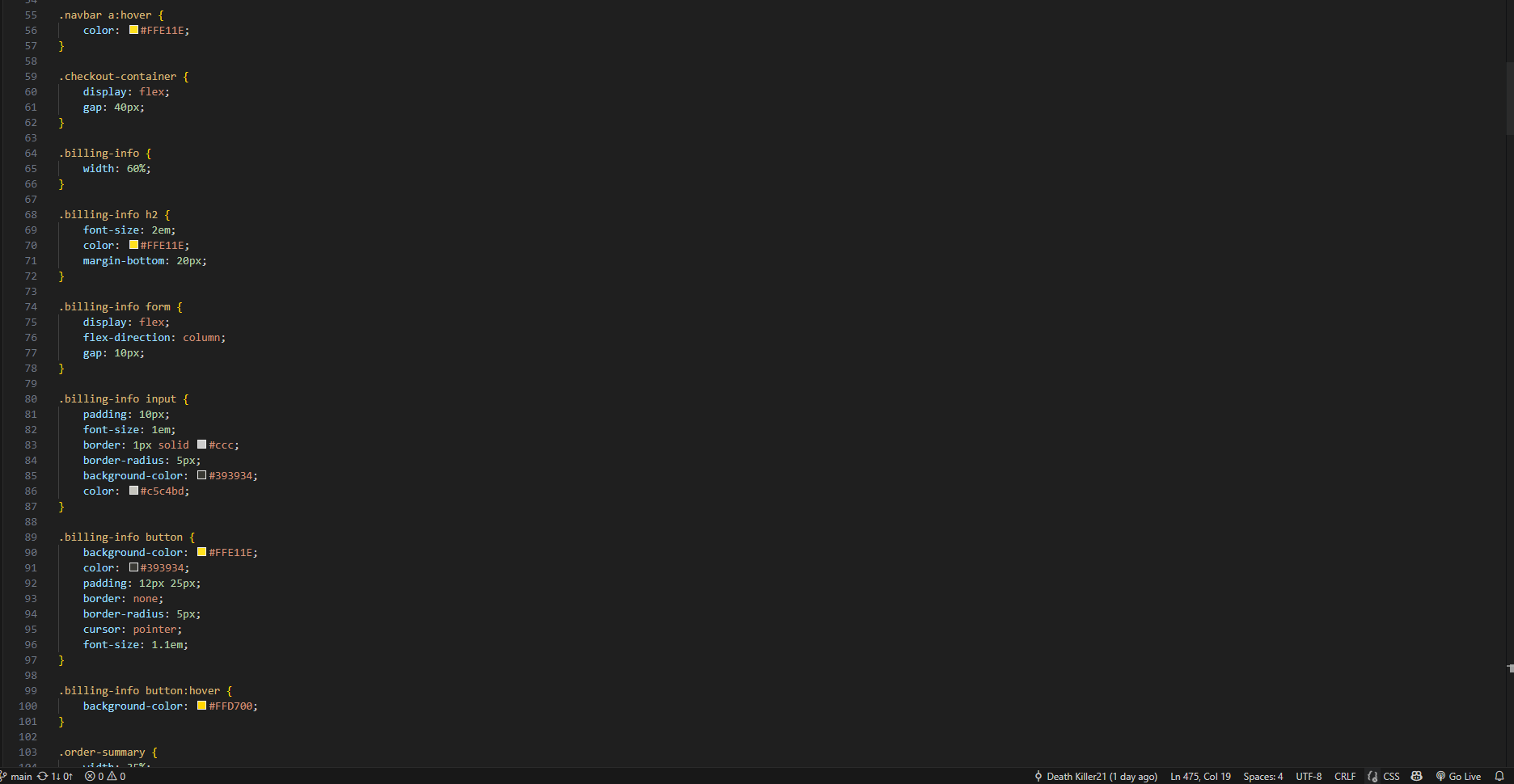 CSS code for the checkout page, Image 2