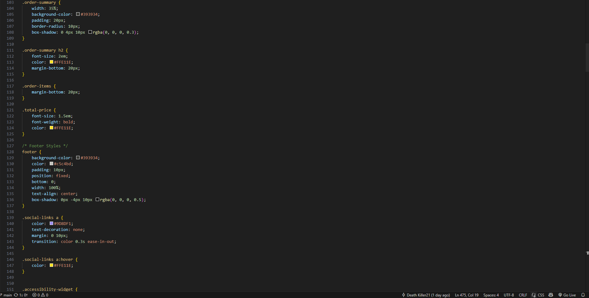 CSS code for the checkout page, Image 3