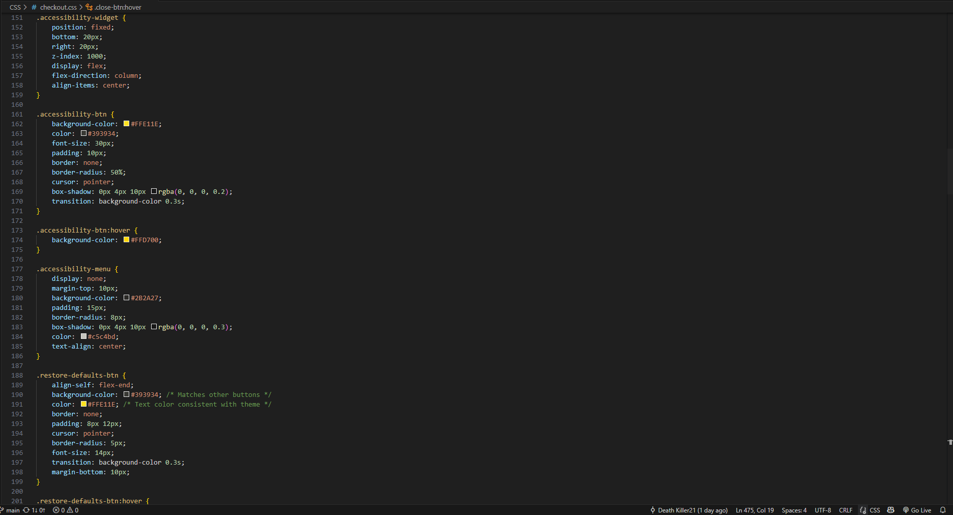 CSS code for the checkout page, Image 4