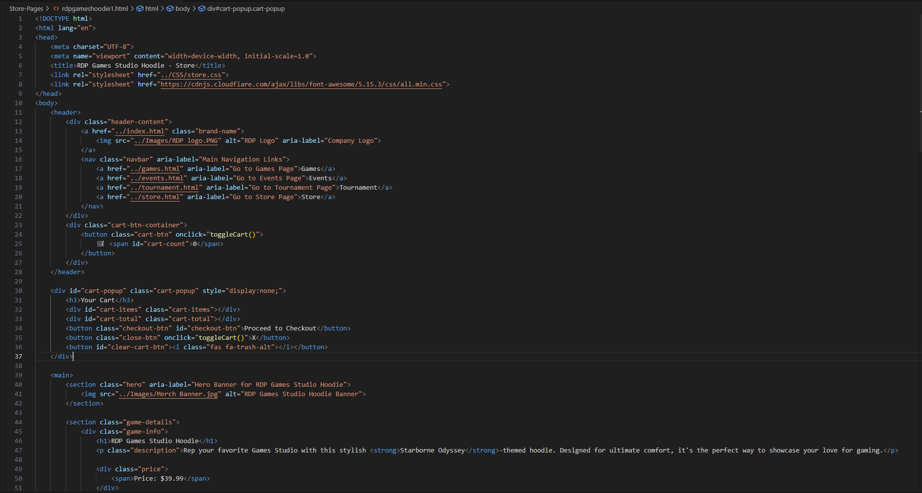 HTML Coding for the store page, Image 1