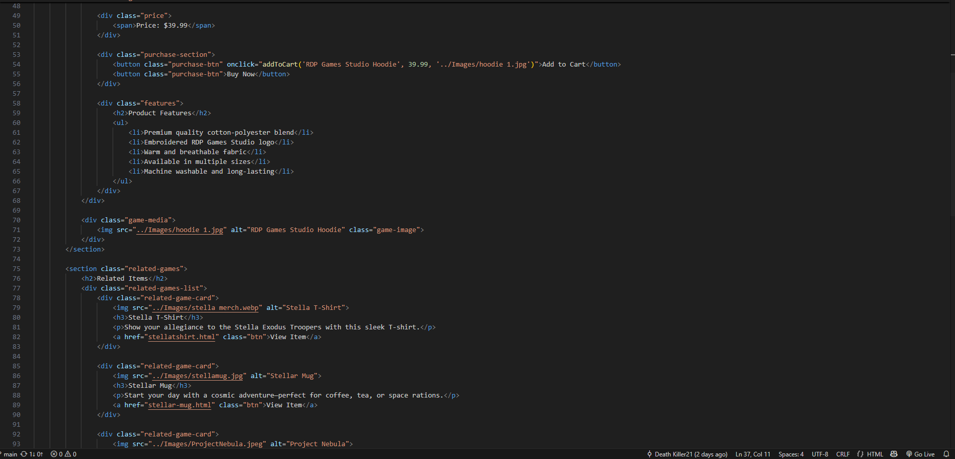 HTML Coding for the store page, Image 2