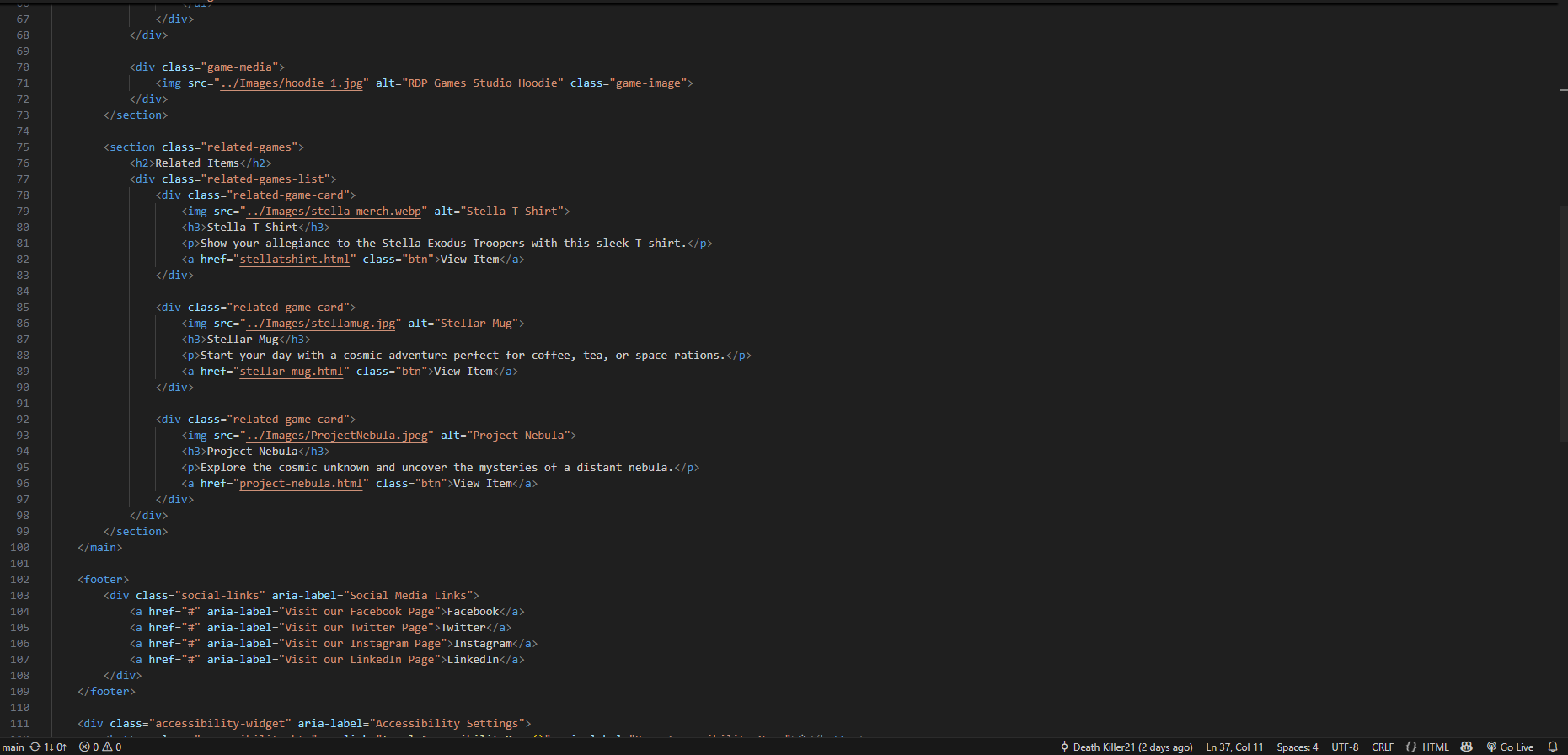 HTML coding for the store page, Image 3